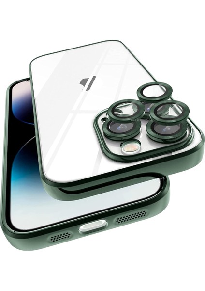 iPhone 13 Pro Uyumlu Kılıf Kamera Lens Koruyuculu Sararmaz Şeffaf Toz Geçirmez Hoparlör Tasarımı Elektrolizle Darbeye Dayanıklı Çizilmez Ince