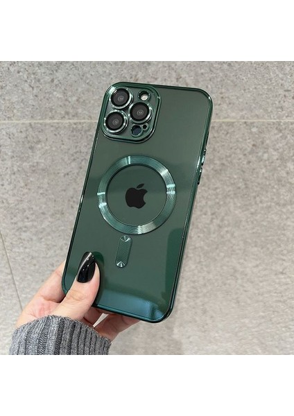 iPhone 12 Pro Max Kılıf Kamera Lens Üstü Korumalı Manyetik Magsafe Derin Mor Şarj Case