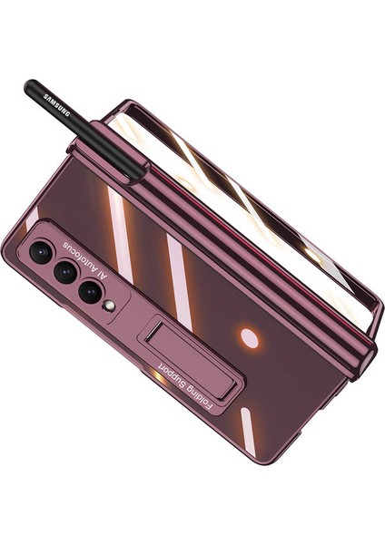 Samsung Galaxy Z Fold 4 Kılıf Kıpta Standlı Kalem Bölmeli Kalem Çıkmaz Gümüş fiyatları