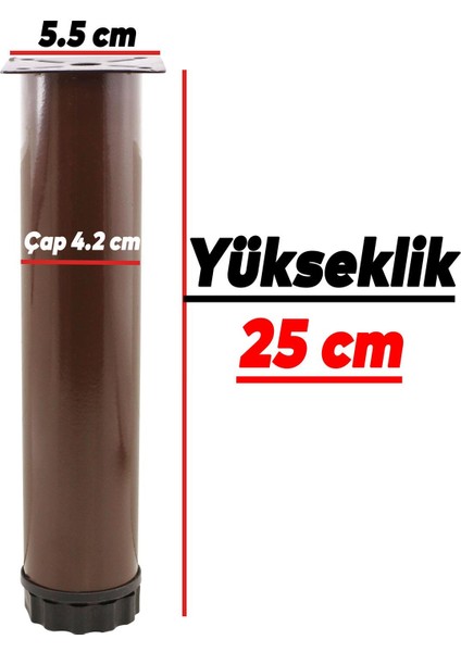 Mobilya Kanepe Baza Koltuk Metal Destek Ayağı Ayarlanabilir Kahverengi Ayak 25 cm modelleri