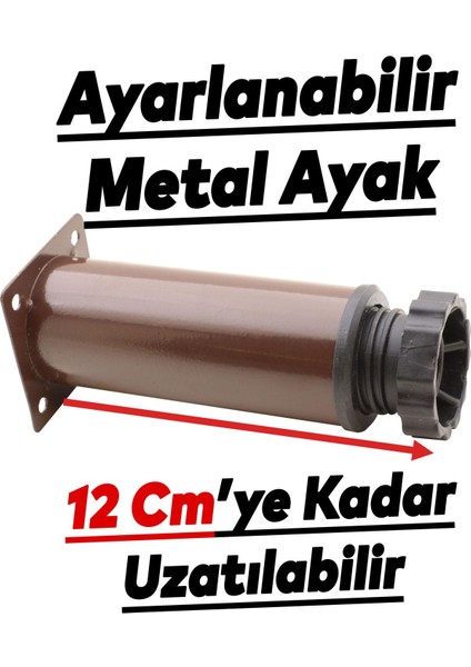 Mobilya Kanepe Baza Koltuk Metal Destek Ayağı Ayarlanabilir Kahverengi Ayak 10 cm