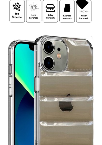 Iphone 11 Uyumlu Lens Korumalı Renkli Kapitone Görünüm Çizilmez Dapper Silikon Kılıf Kapak