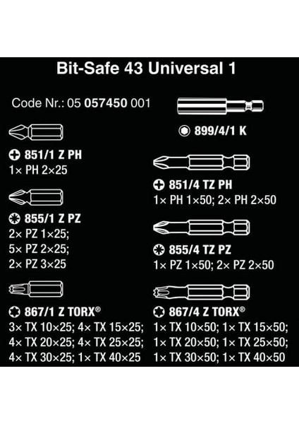 Bits Seti Bit-Safe 43 Universal 1 05057450001