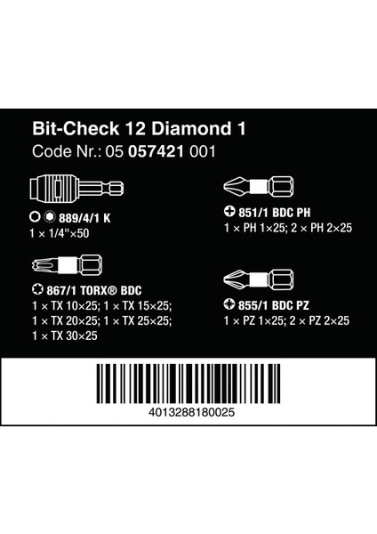 Bit-Check 12 Diamond1 Bitorsion Bits Seti 05057421001