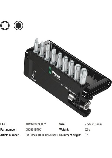 Bit-Check 10 Torx Universal 1 Bits Seti 05056164001