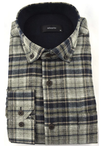 2022-110 Klasik Kışlık Gömlek /yeşil/s