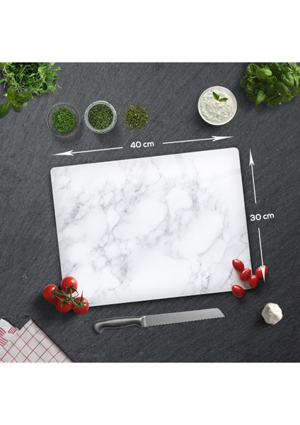 Klasik Mermer Desenli | Cam Kesme Tahtası - Cam Kesme Tablası | indirimleri