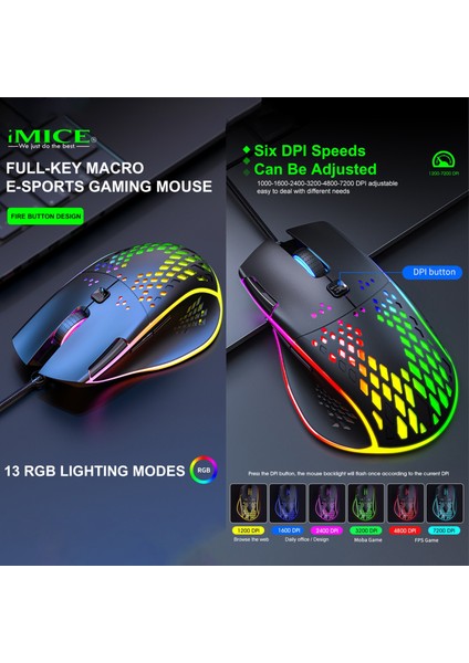 Imıce T97 Rgb LED Işık Oyun Mouse (Yurt Dışından)