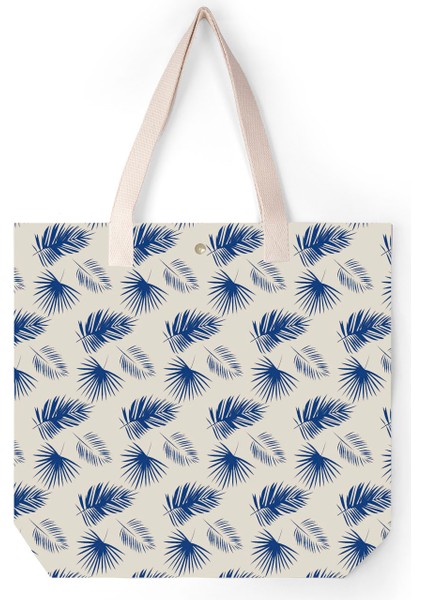 Bez Çanta Ham Keten Üzerine Lacivert Yaprak Desenli Kanvas fiyatları