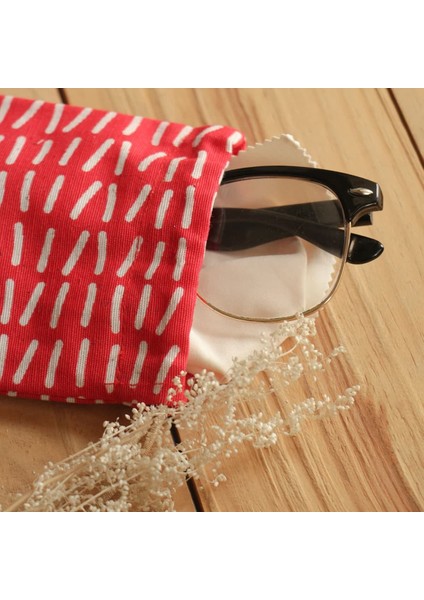 -Gözlük Kılıfı- Kırmızı - Çevre Dostu - Kanvas - Kumaş