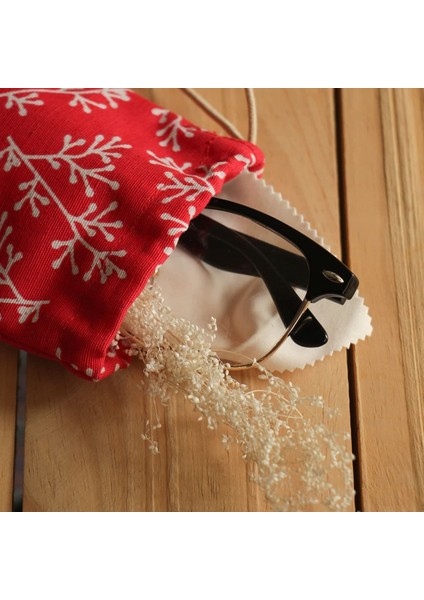 -Gözlük Kılıfı-Kırmızı - Çevre Dostu - Kanvas - Kumaş