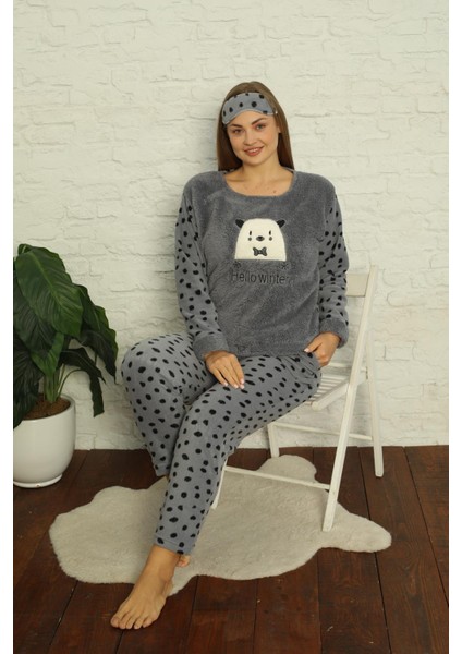 Kadın Cepli Puantiyeli Büyük Beden Polar Pijama Takımı 2141 indirimleri