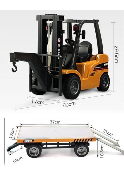 Huına 1/10 Yüksek Kalite Rc Model Dorseli Forklift Uzaktan Kumandalı Metal Iş Makinası - 2.4g 10 Kanal Full Fonksiyon Sesli ve Işıklı - 1576 modelleri