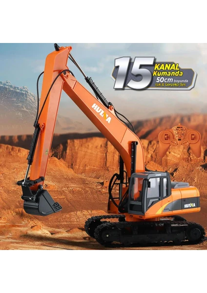 Huına 1/14 Yüksek Kalite 15 Kanal Rc Model Ekskavatör Paletli Kepçe Kazıcı Uzaktan Kumandalı Çok Fonksiyonlu Rc Iş Makinası - 2.4g Full Fonksiyon Sesli ve Işıklı - 1551 Turuncu ( Uzun Kol )