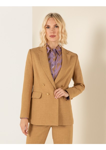 Pierre Cardin Kadın Camel Kruvaze Ceket 50260292-VR015