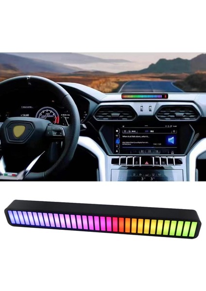 Rgb Sesle Etkinleştirilen 32 LED Bluetooth Uygulama Atmosfer Açık Siyah