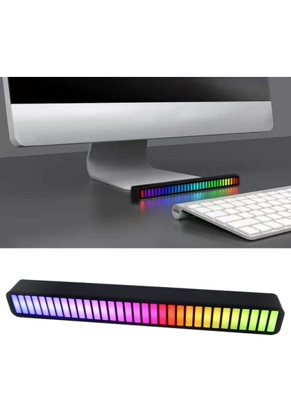 Rgb Sesle Etkinleştirilen 32 LED Bluetooth Uygulama Atmosfer Açık Siyah