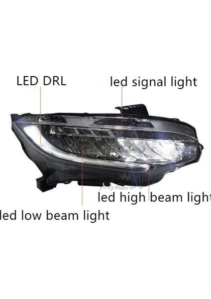 Honda civic fc5 uyumlu ön far lambası ledli executive model led kayar sinyalli 2016+