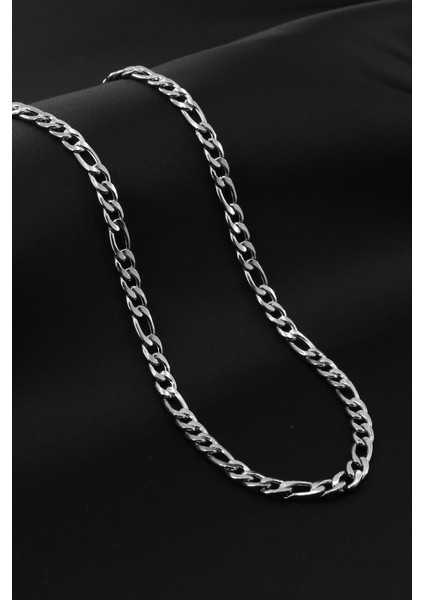 Figaro Model Zincir Paslanmaz Çelik Kolye Gümüş Renk - 6mm