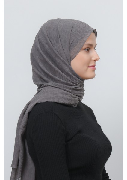 Kadın Pratik Kırışık Krinkıl Mira Tesettür Şal - Füme