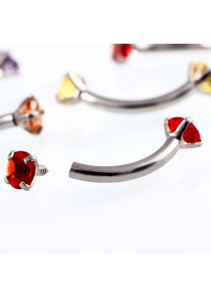 Cerrahi Çelik Zirkon Taşlı Muz Piercing - 16G