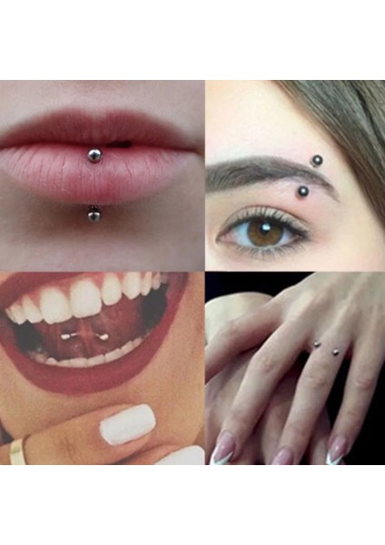 Cerrahi Çelik Gümüş Rook,Snog,Dil , Kaş Muz Piercing-Bar Uzunluğu 6mm-1 adet modelleri