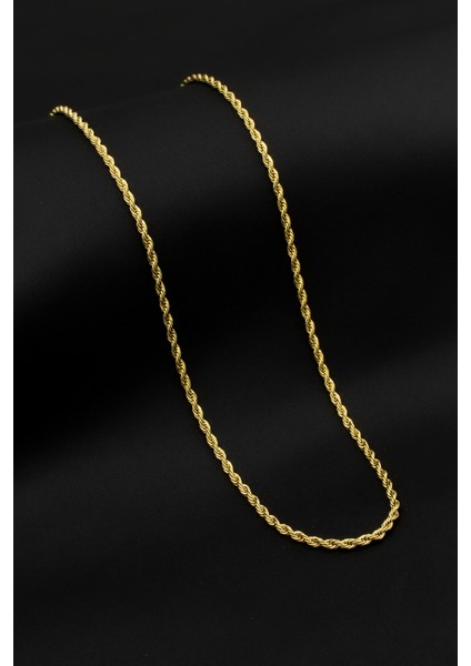 Burgu Halat Model Zincir Paslanmaz Çelik Kolye Altın Renk - 2mm