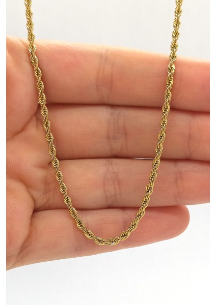 Burgu Halat Model Zincir Paslanmaz Çelik Kolye Altın Renk - 2mm modelleri