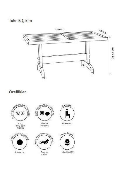 Diva Masa 80X140 cm Mermer Desenli Bahçe Balkon Veranda Teras Orjinal Malzeme fiyatları