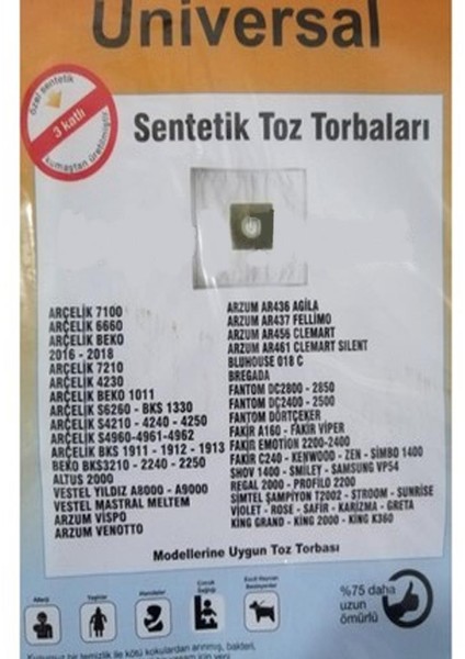 Özel Üretim 10 Adet King GRAND-2000-K360 Süpürge Toz Torbası Sıfır Düzeyinde 3 Kat Elyaf