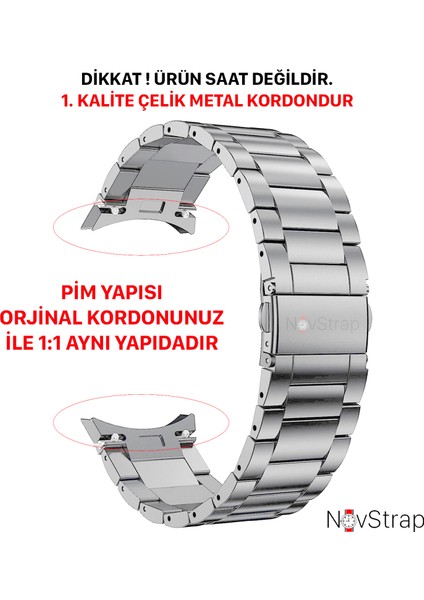 Samsung Galaxy Watch 5 Pro 45MM / Watch 5 40-44MM Uyumlu Çelik Metal Kordon Tam Uyumlu Pim modelleri