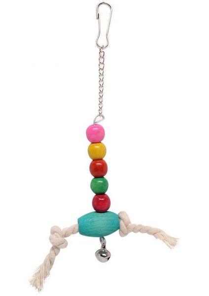 Stres Ipli Ahşap Boncuklu Çıngıraklı Kuş Oyuncağı 17 cm