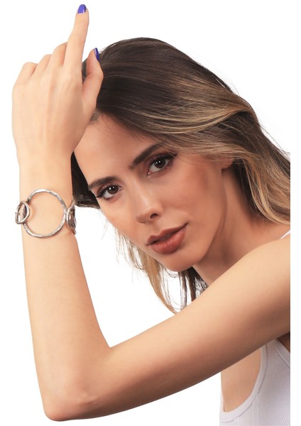 Kadın Antik Gümüş Kaplama Ayarlanabilir Zincirli Model Bohem Tarz Bileklik
