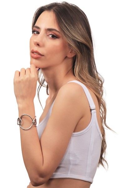 Kadın Antik Gümüş Kaplama Ayarlanabilir Zincirli Model Bohem Tarz Bileklik