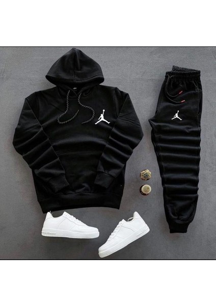 Unisex Jordan Baskılı Sweatshirt-Eşofman Altı 2'li Set