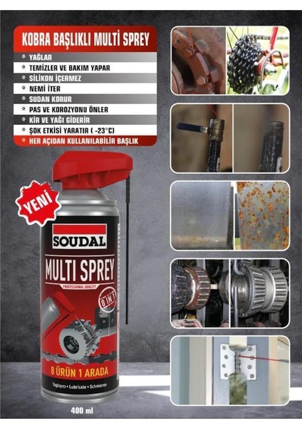 Soudal 8 In 1 Yağlayıcı Pas Sökücü Multi Sprey 400 ml