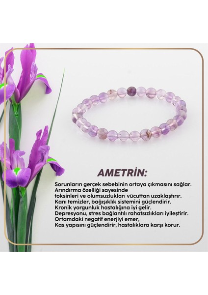 Ametrin Doğal Taş Bileklik 6mm modelleri