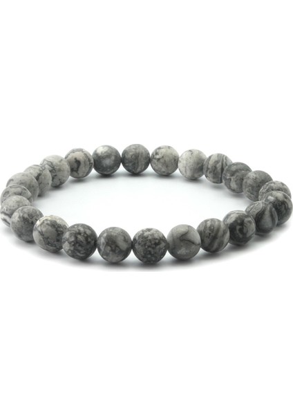 Sertifikalı Gri Jasper Doğal Taş Bileklik - 8 MM22 fiyatları