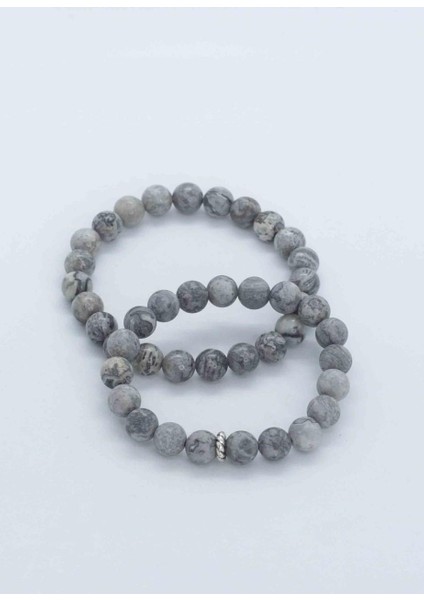 Sertifikalı Gri Jasper Doğal Taş Bileklik - 8 MM22 modelleri