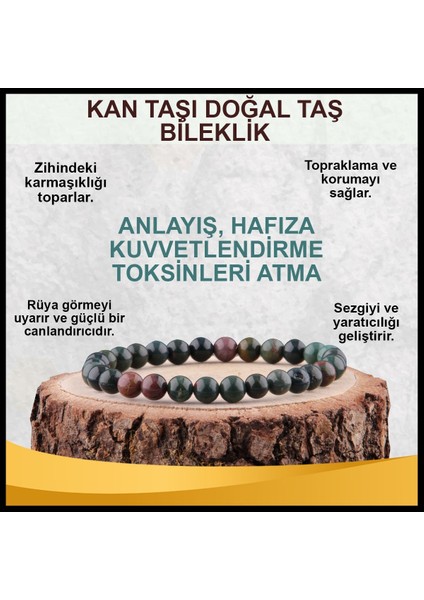 Sertifikalı Kan Taşı Doğal Taş Bileklik 8 MM17 modelleri