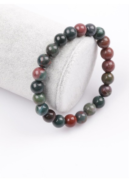 Sertifikalı Kan Taşı Doğal Taş Bileklik 8 MM21