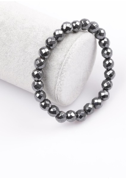 Sertifikalı Hematit Doğal Taş Bileklik - 8 MM21