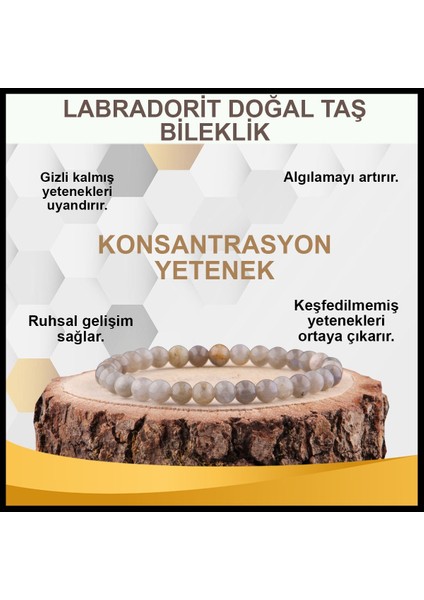 Sertifikalı Labradorit Doğal Taş Bileklik 8 MM19
