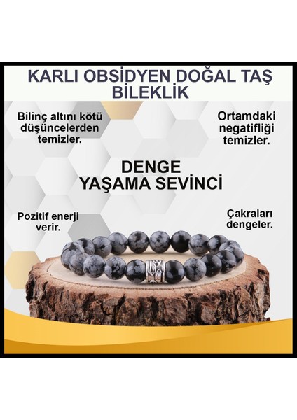 Sertifikalı Karlı Obsidyen Doğal Taş Bileklik - 8 MM21 modelleri