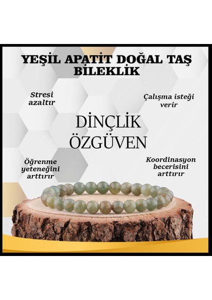 Sertifikalı Yeşil Apatit Doğal Taş Bileklik 8 MM18 fiyatları