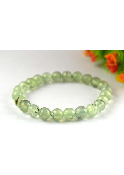Sertifikalı Prehneit Doğal Taş Bileklik 8 MM18 fiyatları