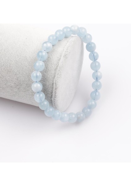 Sertifikalı Akuamarin Doğal Taş Bileklik 6 MM18