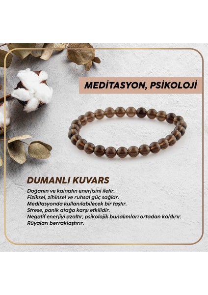 Sertifikalı Dumanlı Kuvars Doğal Taş BILEKLIK-6MM18