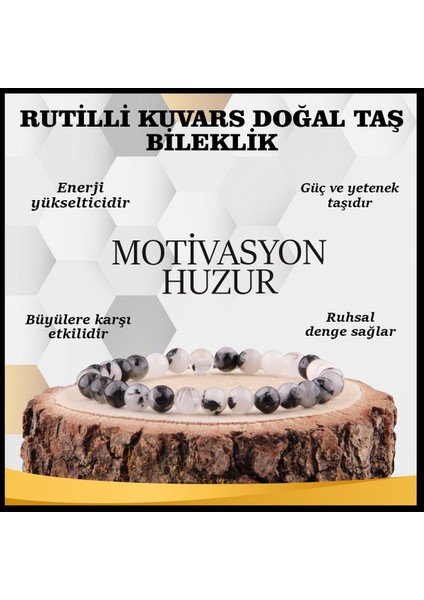 Sertifikalı Rutilli Kuvars Doğal Taş Bileklik 6 MM18