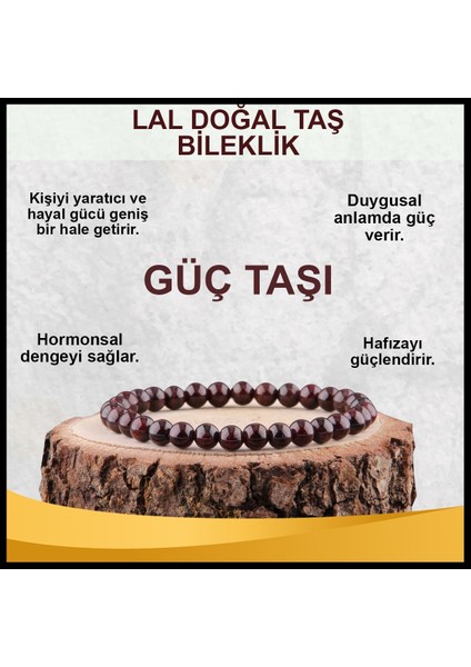 Sertifikalı Lal Doğal Taş Bileklik 6 MM22